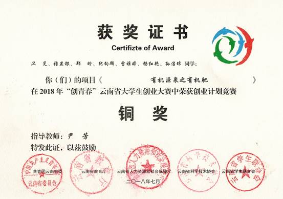 2018年“创青春”云南省老员工创业大赛-省铜 卫旻