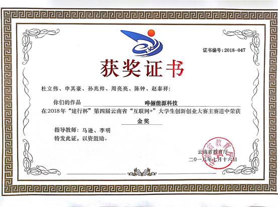 2018-互联网+竞赛云南省金奖-杜立伟等