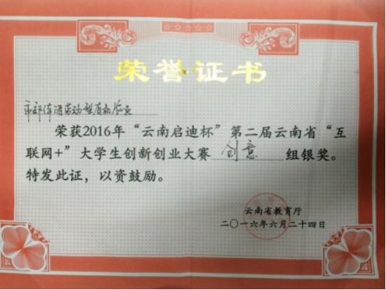 2016年“云南启迪杯”第二届云南省“互联网+”老员工创新创业大赛-省银奖-王善迪