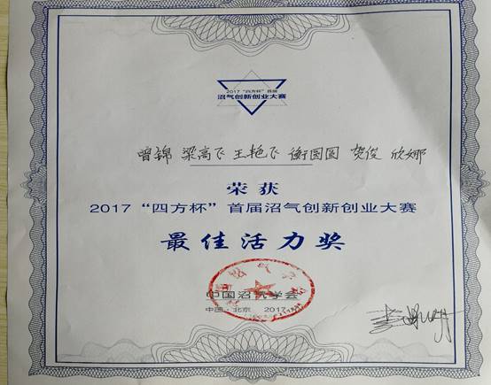 2017-首届“四方杯”沼气创新创业大赛-曾锦等